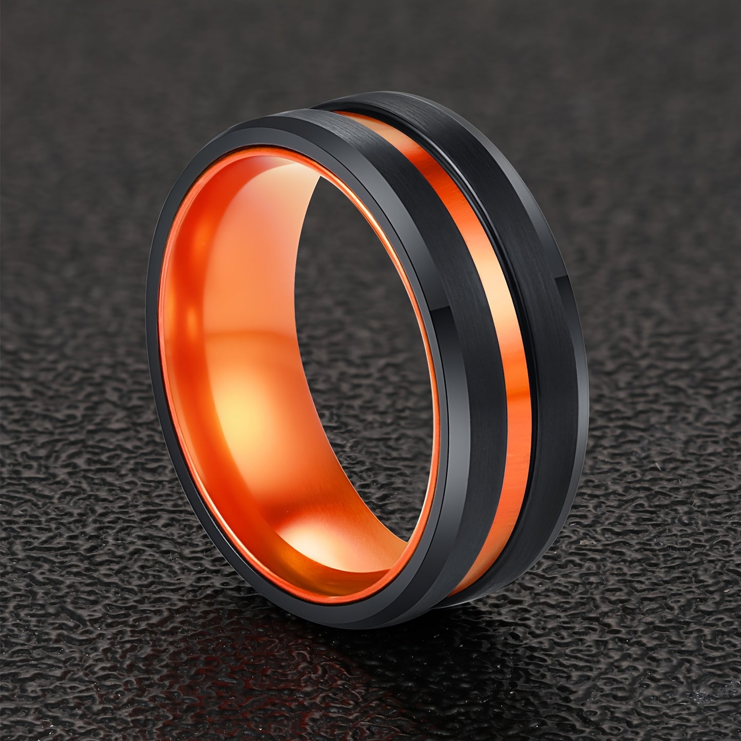 Jewelry Wholesale 1pc 8mm Black Flat Single Groove Tungsten Ring Purple Red Orange