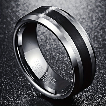 8mm Tungsten Rings for Men Black Wedding Band Brushed Finish Men's Ring Wedding Ring Engagement Ring Anniversary Gift