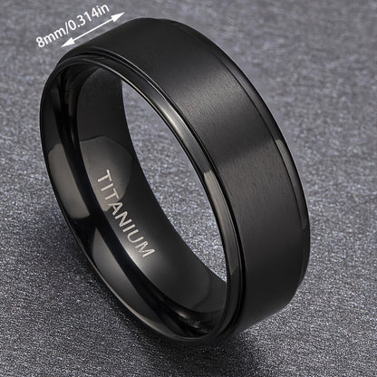 PANASH Fashion Titanium Steel Ring for Men, 8MM Black Gold Plated