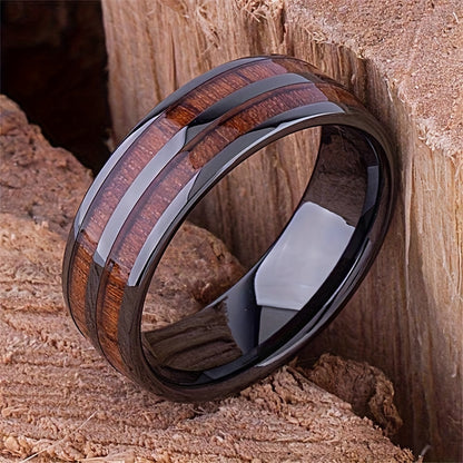 1pc Fashion 8mm Men Black Color Stainless Steel Wedding Rings For Men Women