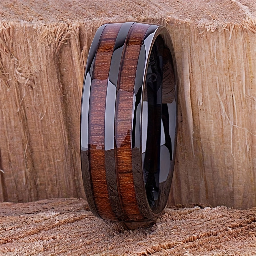 1pc Fashion 8mm Men Black Color Stainless Steel Wedding Rings For Men Women