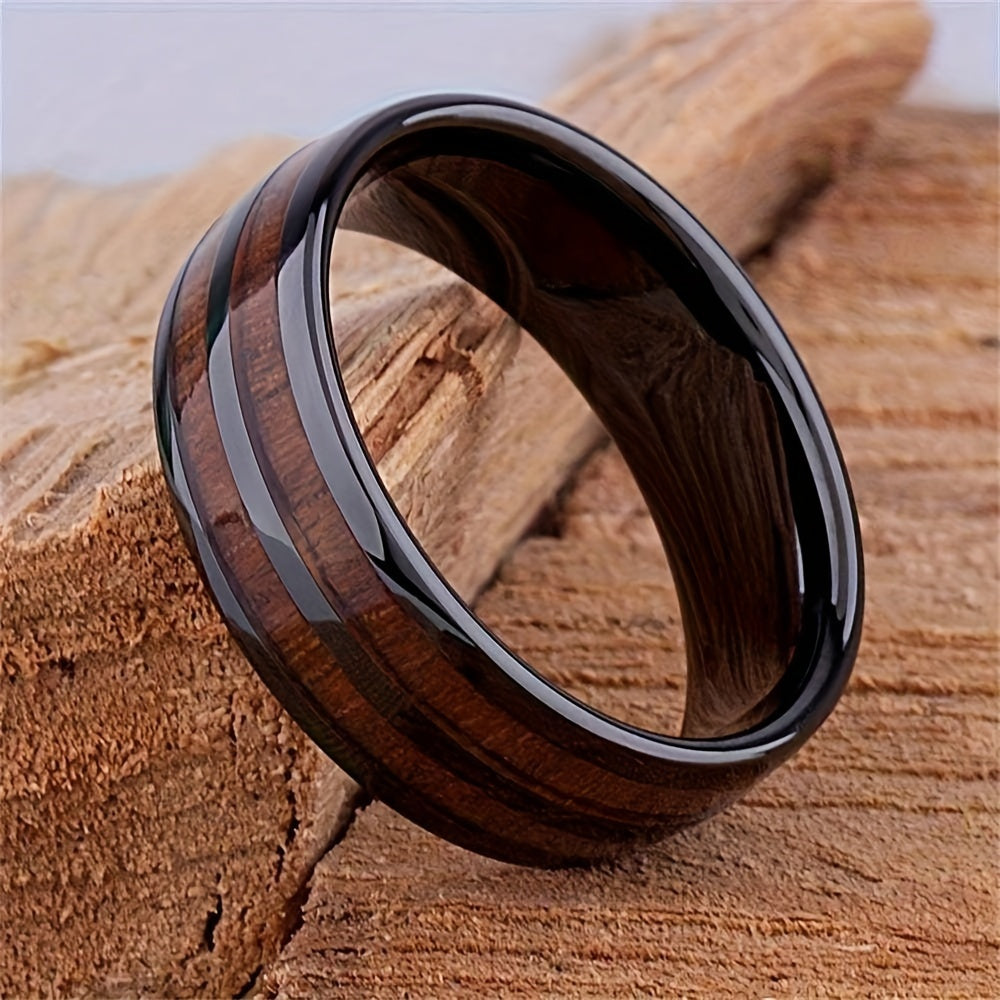 1pc Fashion 8mm Men Black Color Stainless Steel Wedding Rings For Men Women