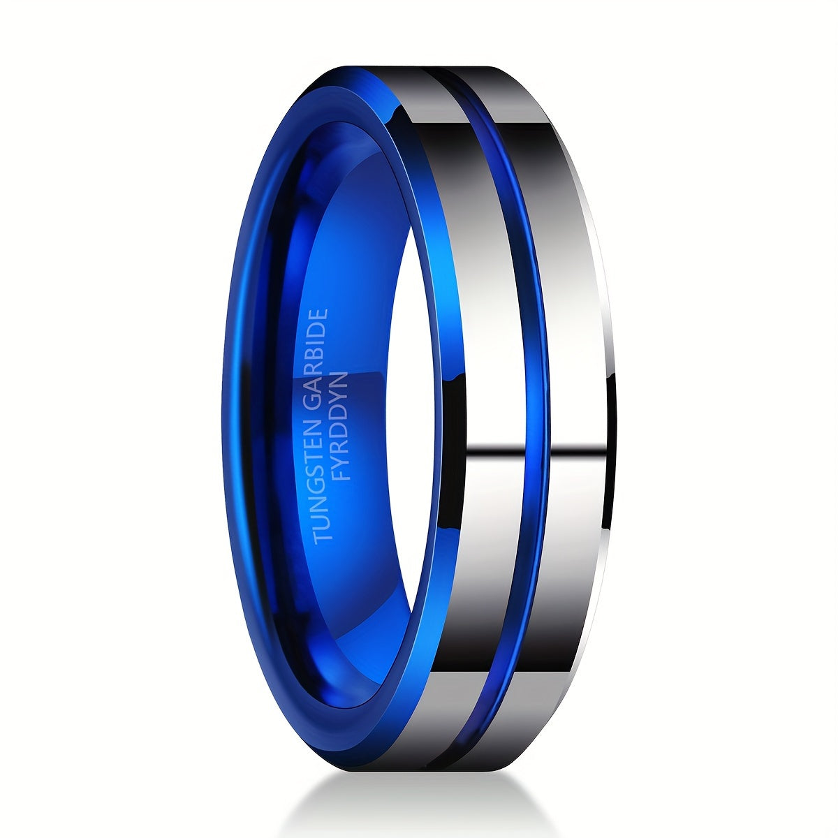 6mm 8mm 10mm Classic Tungsten Wedding Band Rings For Men Women Klein Blue Grooved Center Valentine's Day