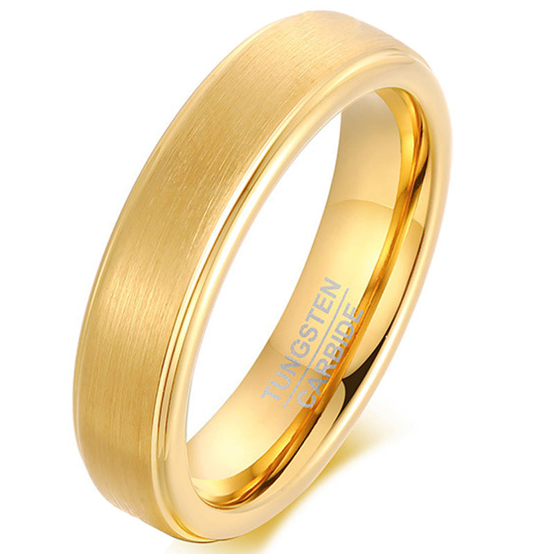 1pc Men's Wedding Ring - 6mm Fashion Engagement Ring, 18K Gold-Plated Tungsten Steel