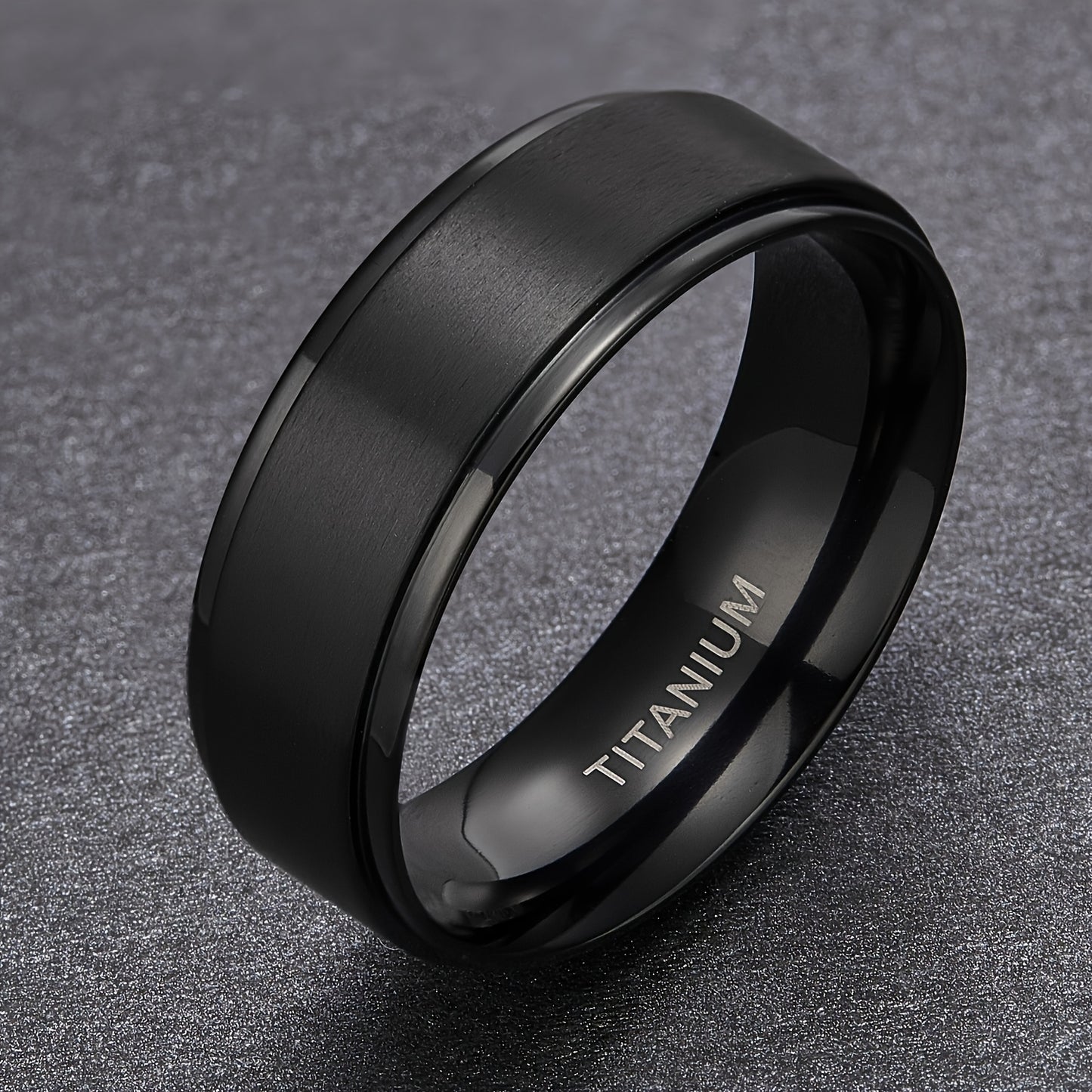 PANASH Fashion Titanium Steel Ring for Men, 8MM Black Gold Plated