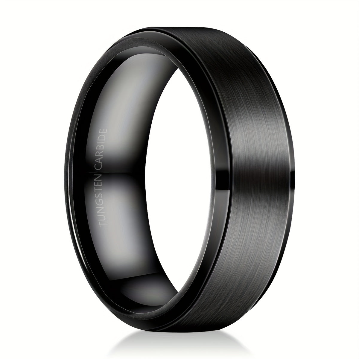 1pc Simple Tungsten Rings For Men, 6/8/10mm Wedding Band, Black Matte Brushed Ring