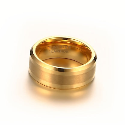 Elegant 8mm Gold-Plated Tungsten Carbide Ring for Men and Women