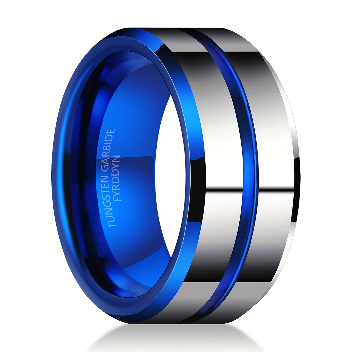 6mm 8mm 10mm Classic Tungsten Wedding Band Rings For Men Women Klein Blue Grooved Center Valentine's Day