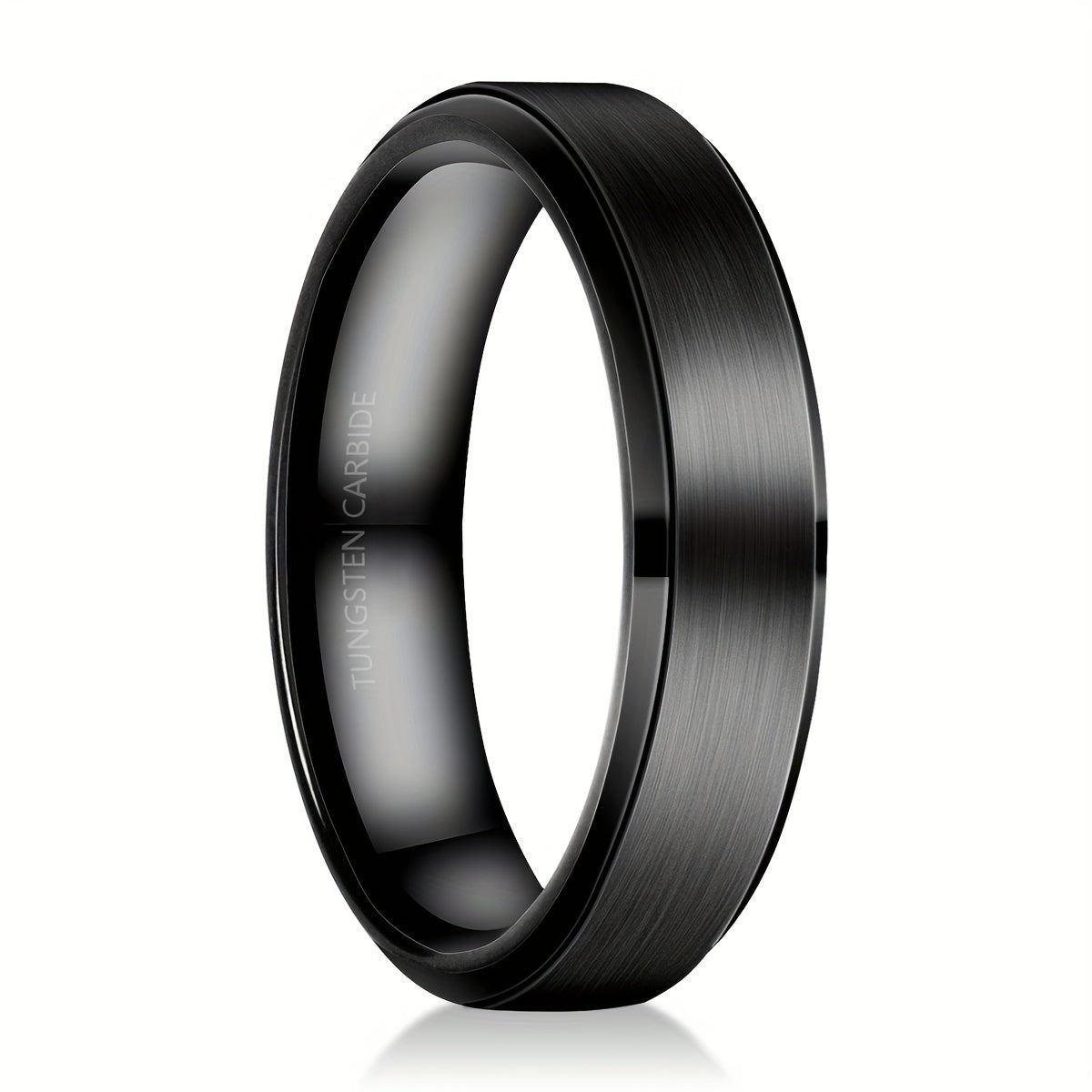 1pc Simple Tungsten Rings For Men, 6/8/10mm Wedding Band, Black Matte Brushed Ring