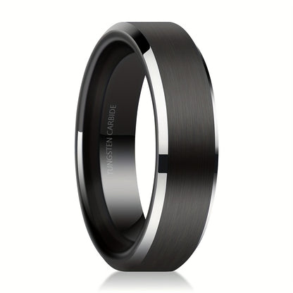 Elegant 6mm & 8mm Black Tungsten Carbide Wedding Bands for Men and Women