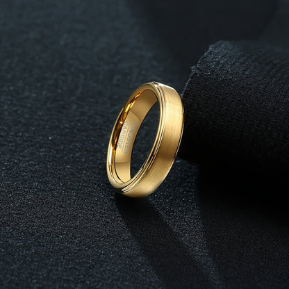 1pc Men's Wedding Ring - 6mm Fashion Engagement Ring, 18K Gold-Plated Tungsten Steel