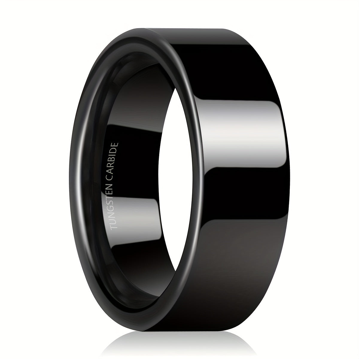 Elegant 6/8mm Black Tungsten Carbide Men's Ring - Sleek Dome Brushed Finish with Wire Groove