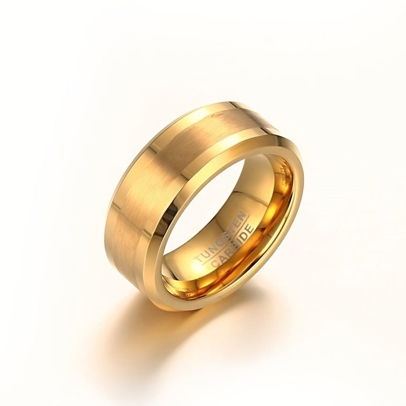 Elegant 8mm Gold-Plated Tungsten Carbide Ring for Men and Women