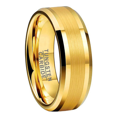 Elegant 8mm Gold-Plated Tungsten Carbide Ring for Men and Women