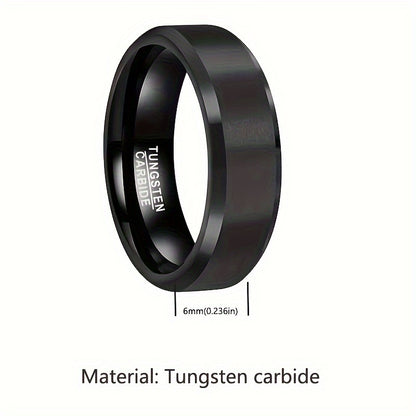 1pc Simple And Stylish Black Frosted Beveled Tungsten Steel Ring For Men And Women