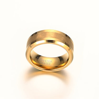 Elegant 8mm Gold-Plated Tungsten Carbide Ring for Men and Women