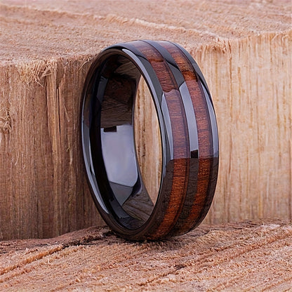 1pc Fashion 8mm Men Black Color Stainless Steel Wedding Rings For Men Women