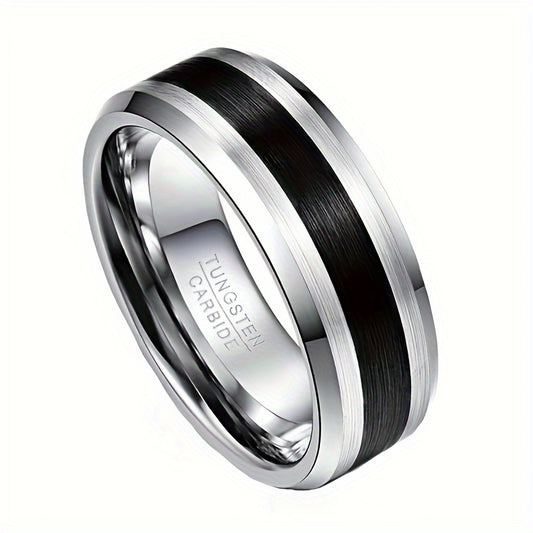 8mm Tungsten Rings for Men Black Wedding Band Brushed Finish Men's Ring Wedding Ring Engagement Ring Anniversary Gift