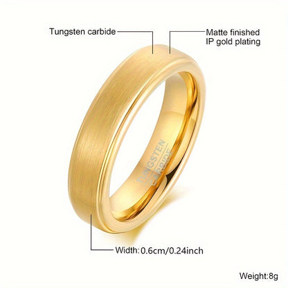 1pc Men's Wedding Ring - 6mm Fashion Engagement Ring, 18K Gold-Plated Tungsten Steel