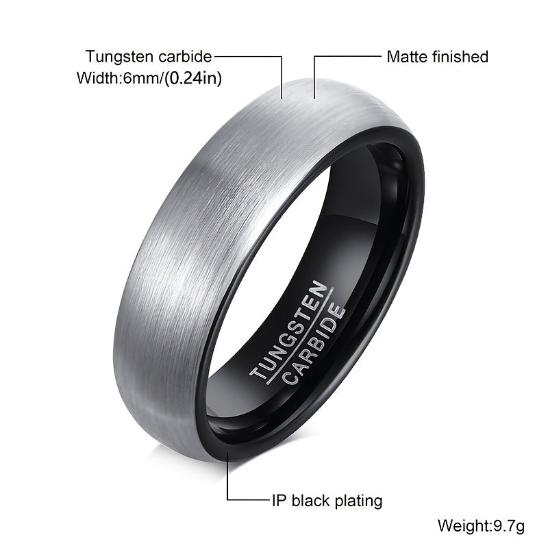 1pc Tungsten Carbide Engagement Ring for Men, 6mm Beveled Edges, Fashion Style Single Band