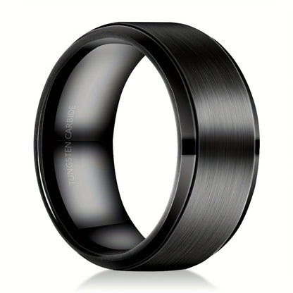 1pc Simple Tungsten Rings For Men, 6/8/10mm Wedding Band, Black Matte Brushed Ring