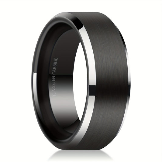 Elegant 6mm & 8mm Black Tungsten Carbide Wedding Bands for Men and Women